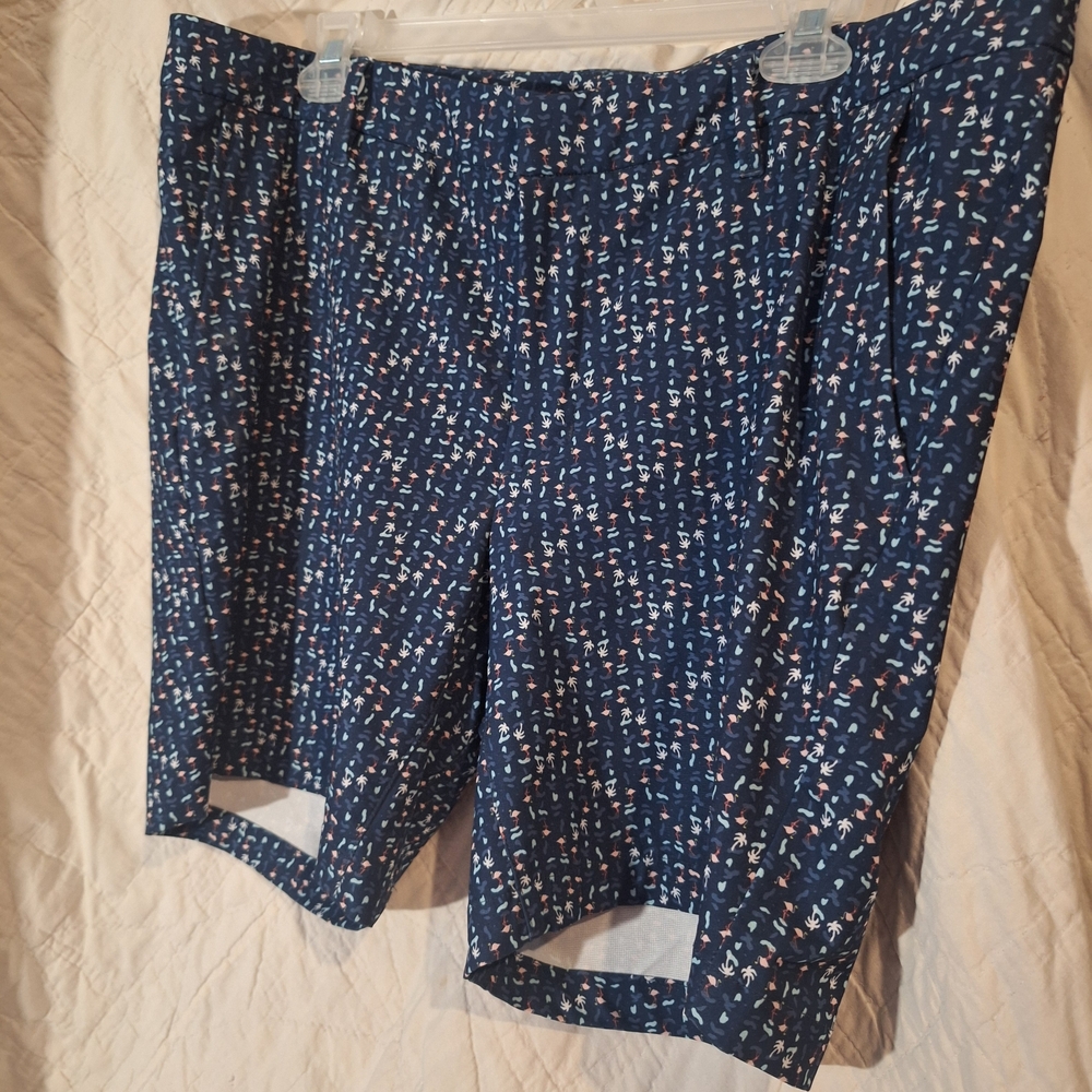 All in Motion Blue Patterned Men's Flat Front Shorts